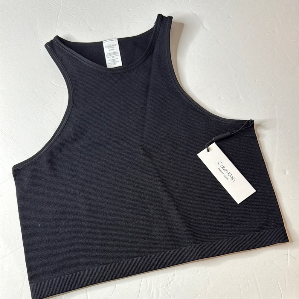 Calvin Klein Performance Racerback Ribbed Sports Bra / Tank Black XL